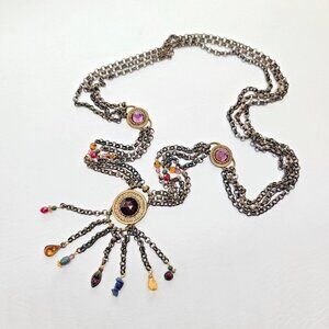 Robert Rose long necklace Etruscan multicolor multi-strand chain purple orange